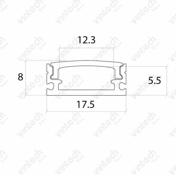 รางอลูมิเนียม U-shape 1758 ฝาครอบขาวขุ่น 1M. - Image 2