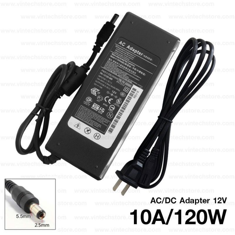 Adapter 12V 10A DC2.5x5.5 mm.