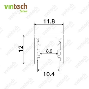 รางอลูมิเนียม u shape ขนาด 12 x 12 มม.